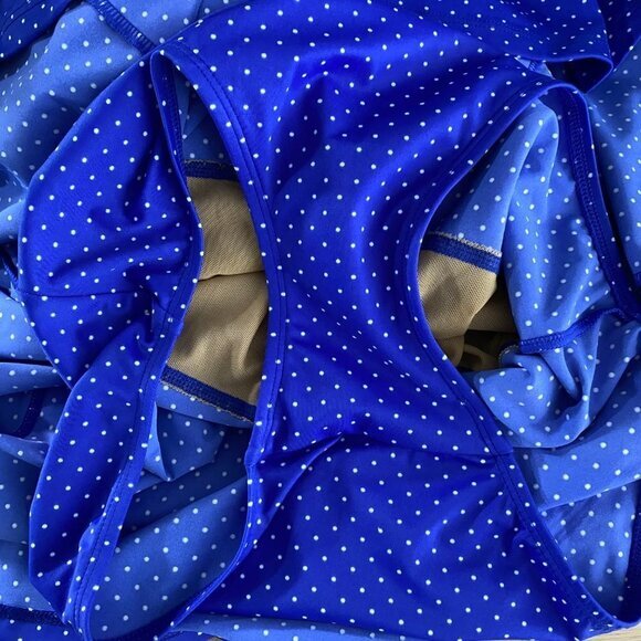 L.L. Bean One Piece‎ Swimsuit Dress Size 10 Long Polka Dot Blue White SW-1724 - Picture 8 of 9